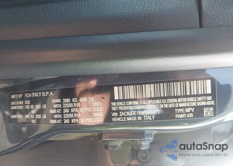 2022 Jeep Renegade Altitude 4X4 from USA, damaged, VIN ZACNJDE16NPN49471